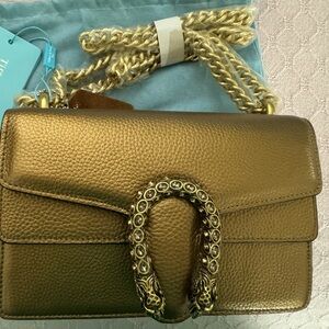 NWT Tiffany & Fred Bronze Leather Crystal Clasp Bag